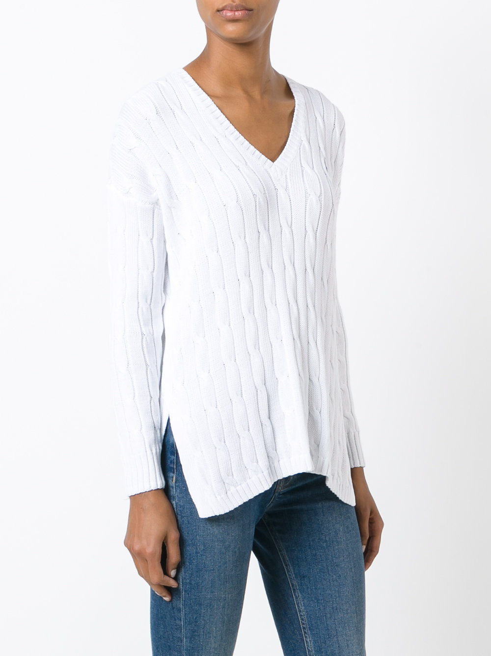 braided V-neck jumper