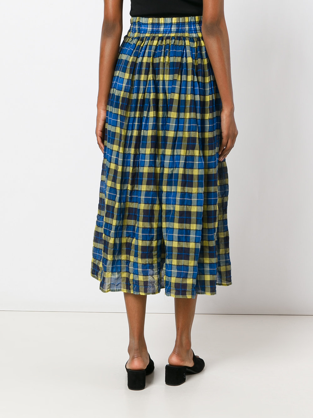 elasticated waist checked skirt