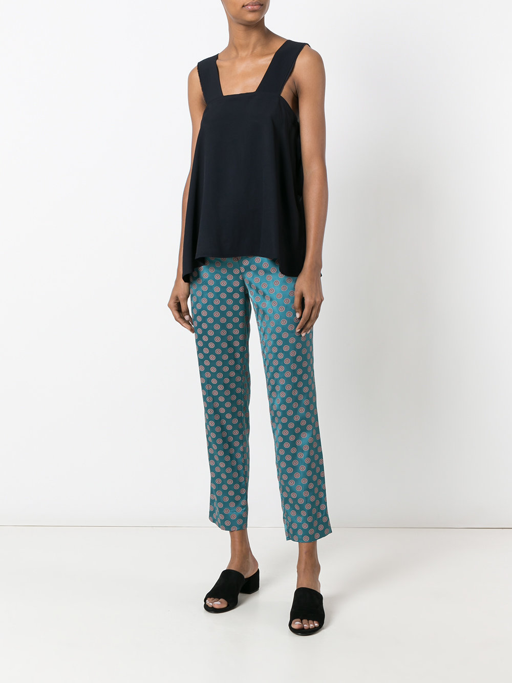 circles print cropped trousers