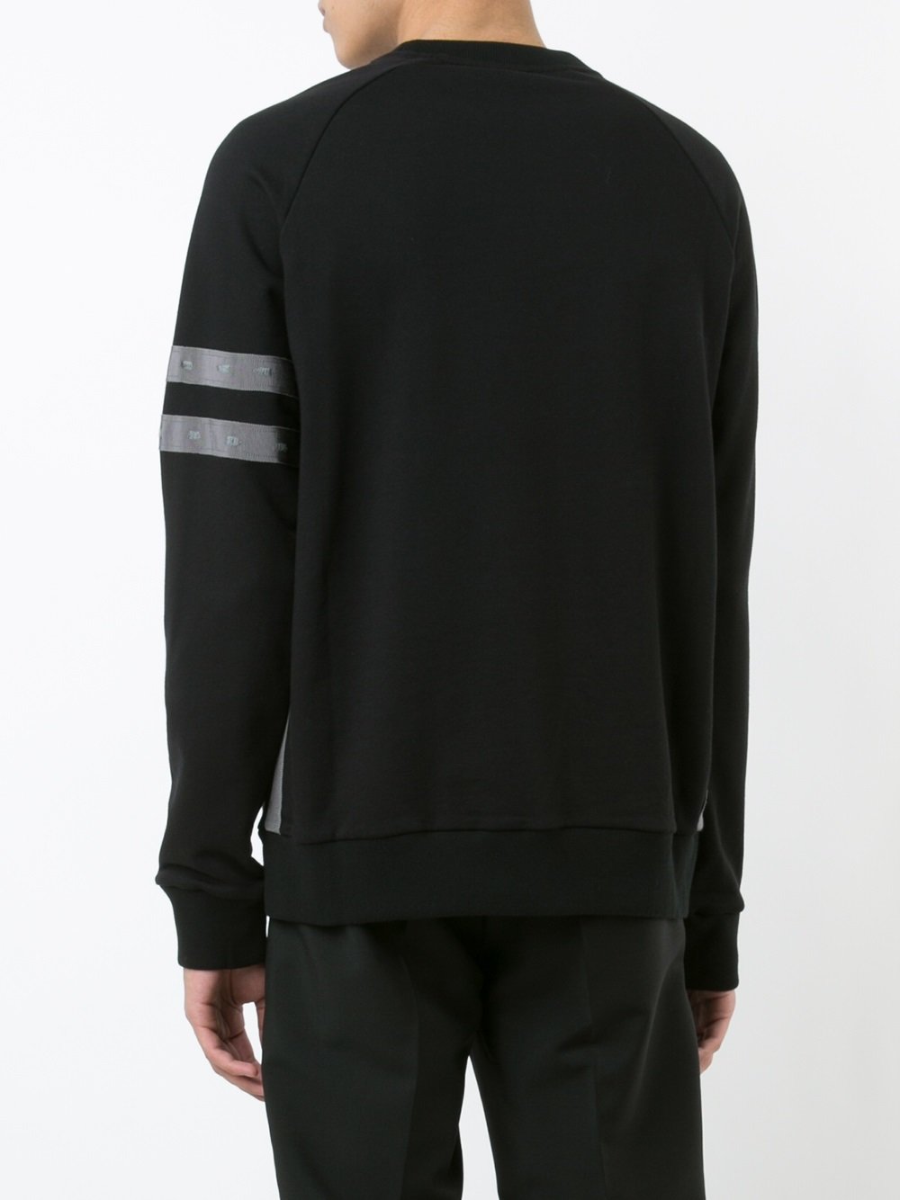 distressed sleeve stripe sweatshirt