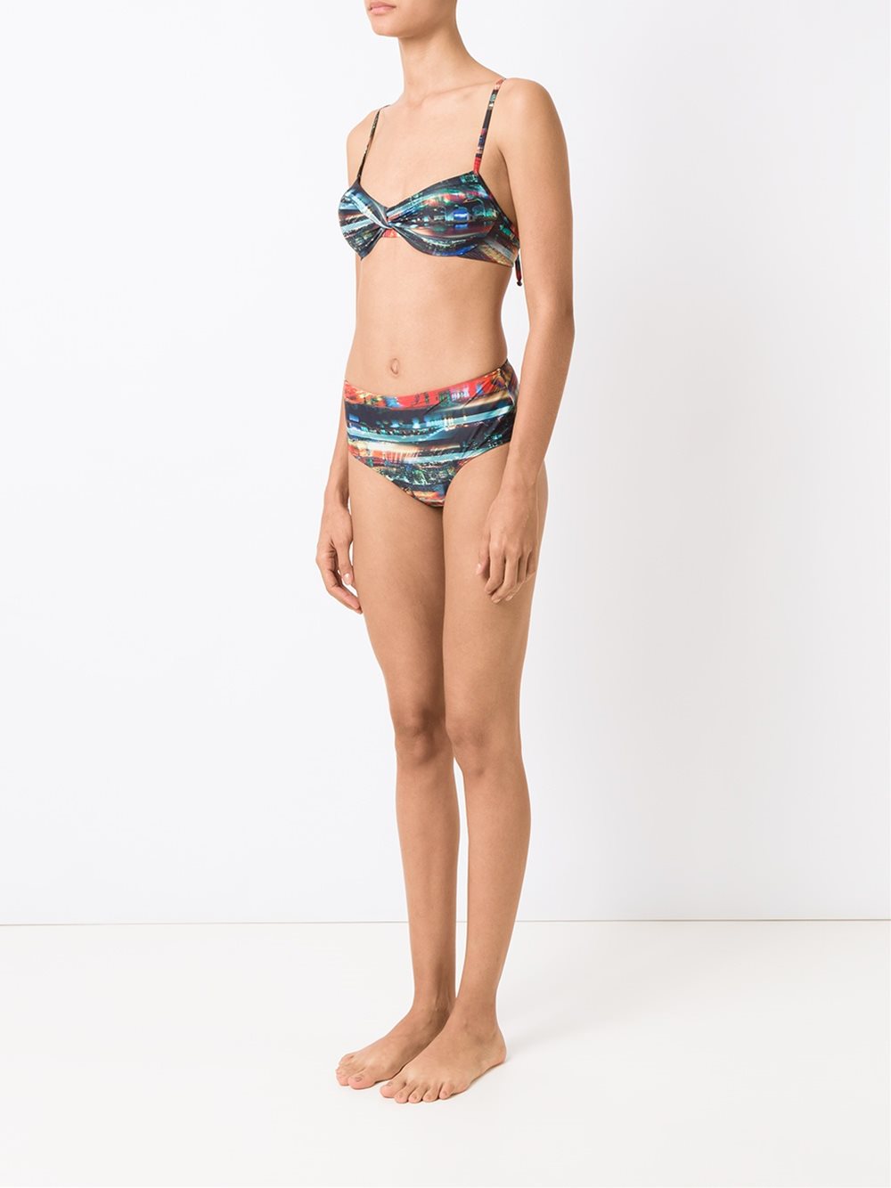 printed bandeau bikini set