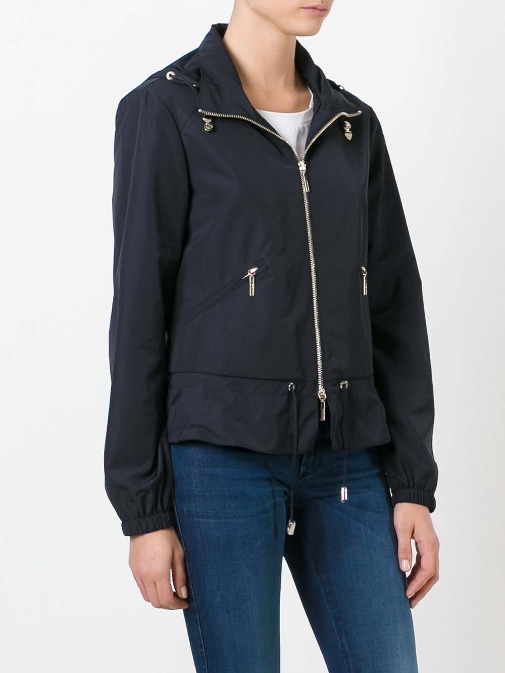 zip up hooded biker jacket 