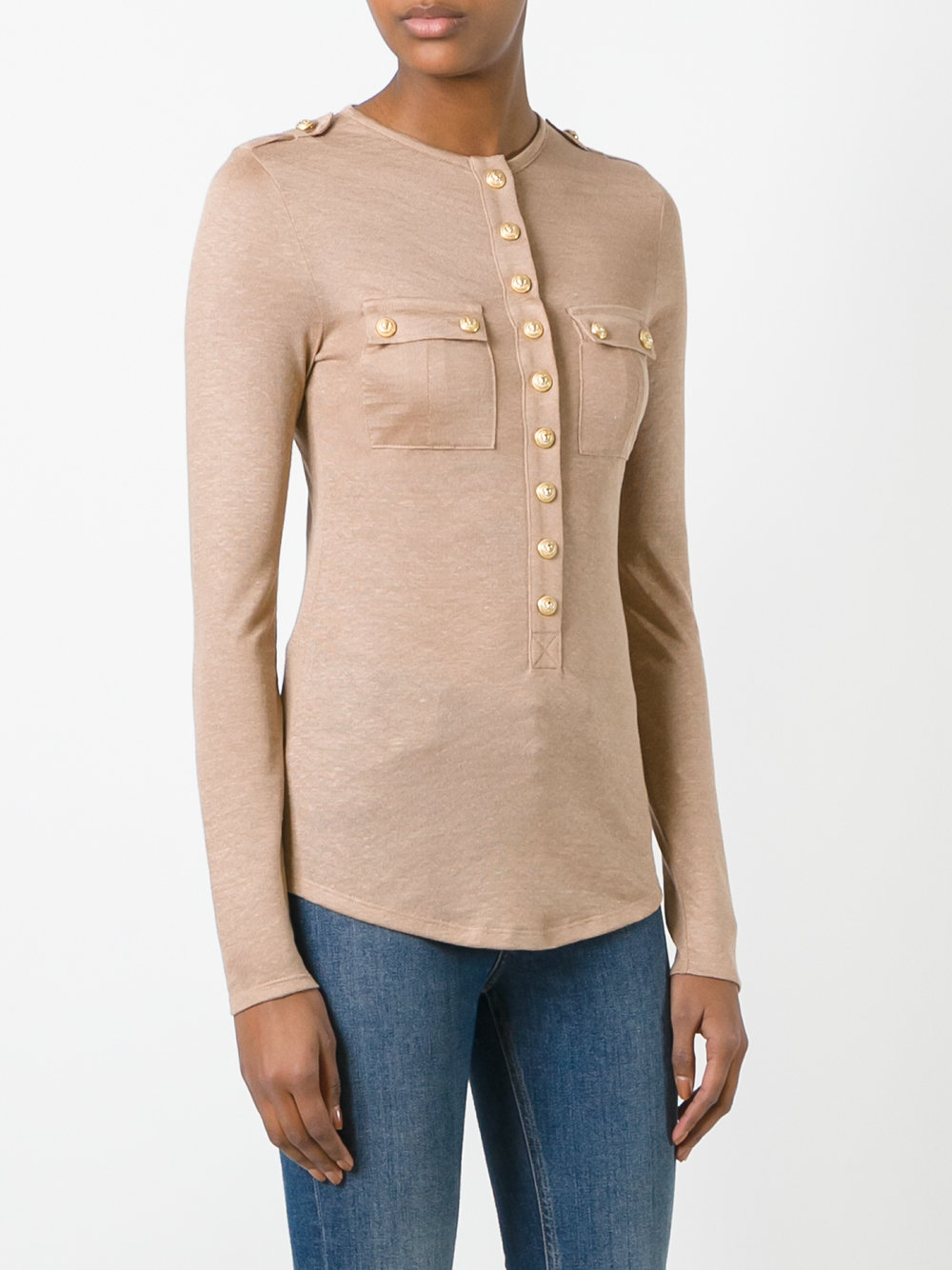 long sleeve slub jersey top