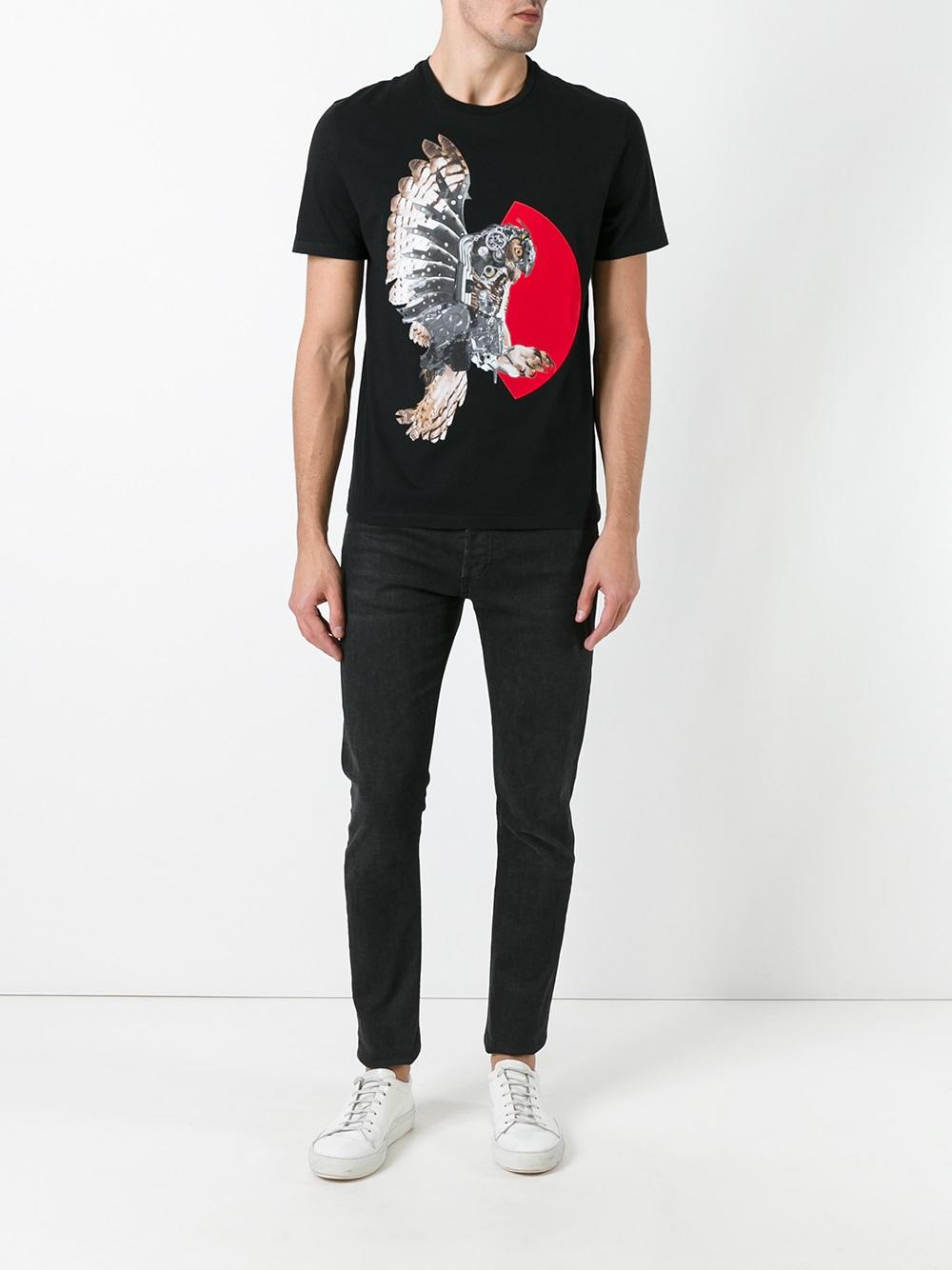 mechanical owl print T-shirt