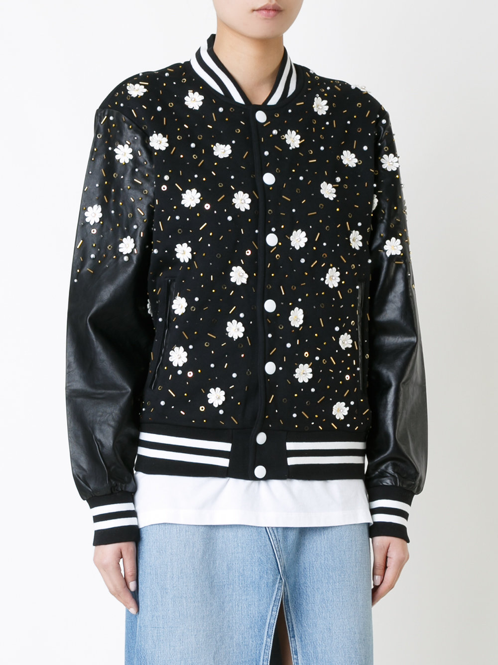 floral embellishment bomber jacket