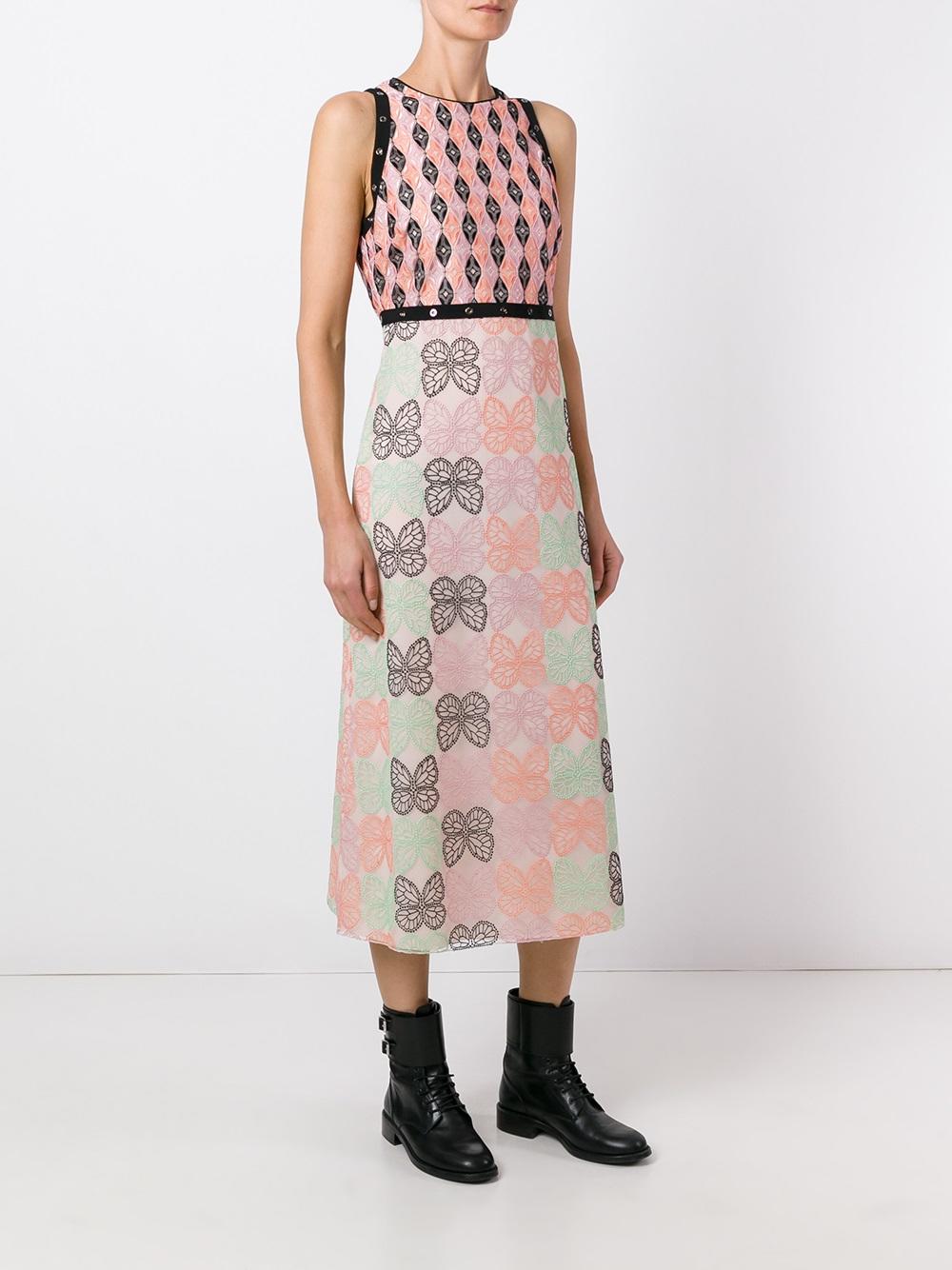 multi-print mid dress