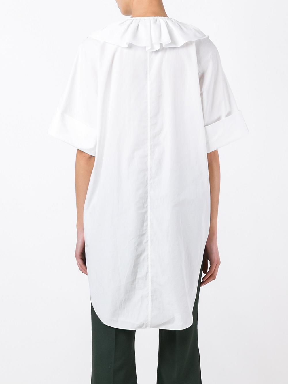 zipped ruffle collar tunic
