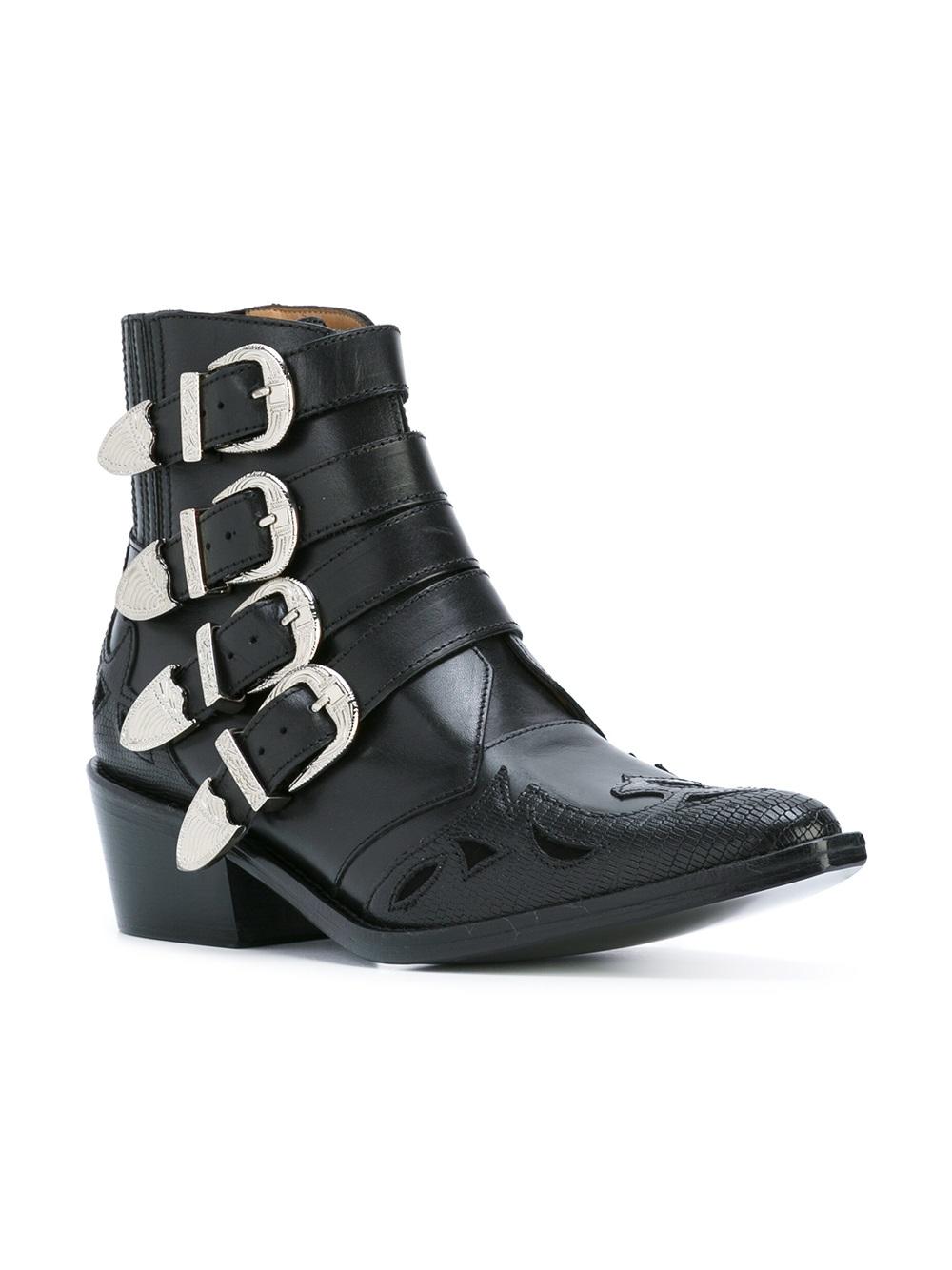 ankle height buckle boots 