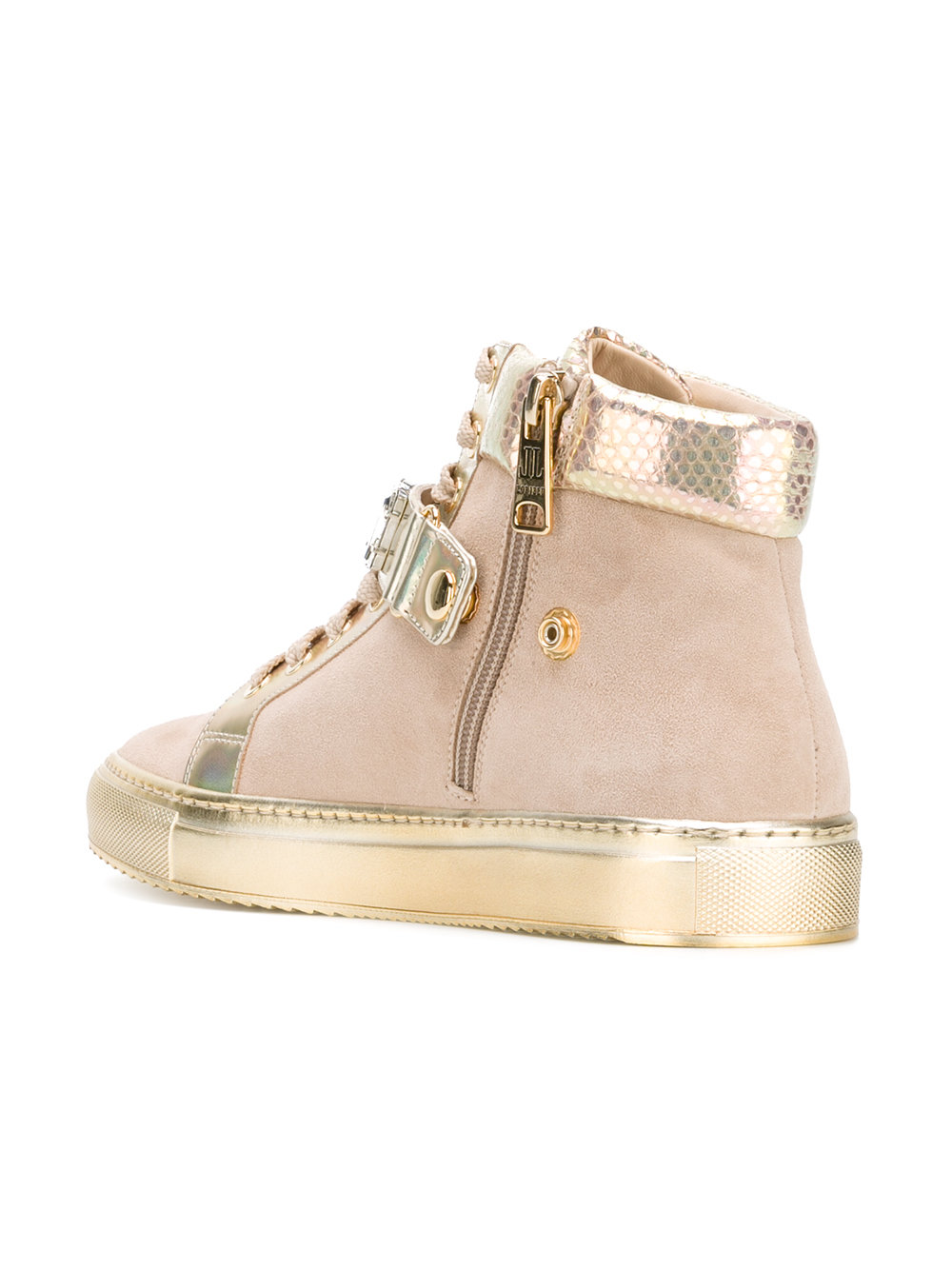 gold panel lace-up sneakers