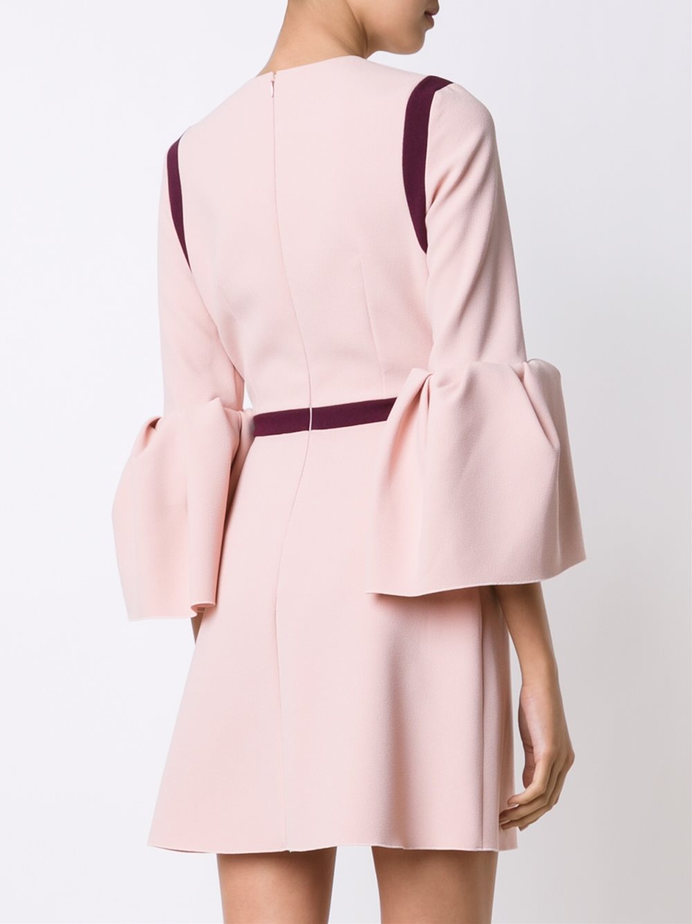 trim panel flared sleeve shift dress