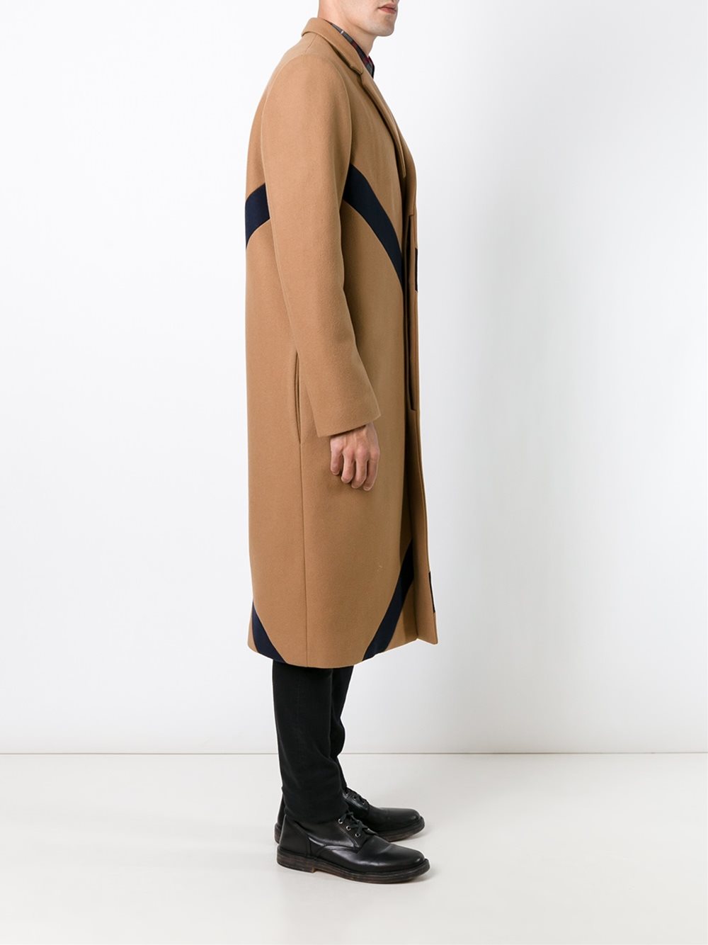 large plaid single breasted coat
