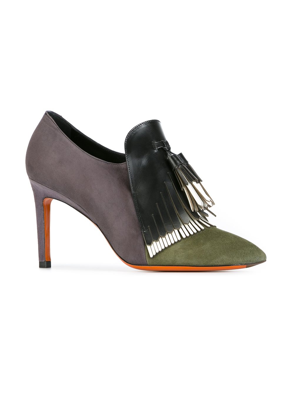 fringed colour block pumps