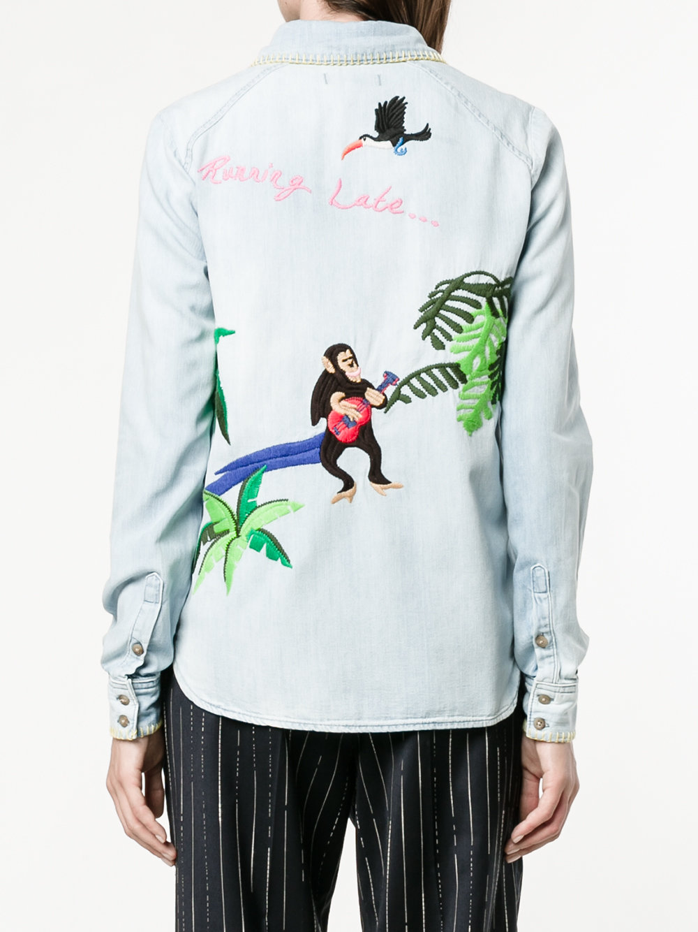 embroidered denim shirt