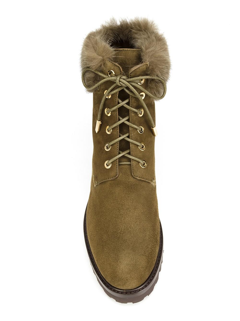 lace up fur effect boots