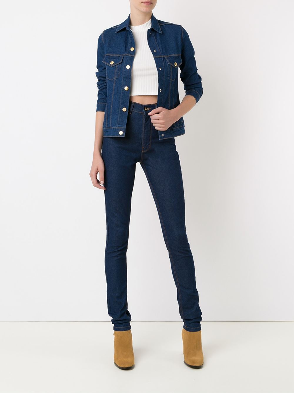 classic polo collar denim jacket