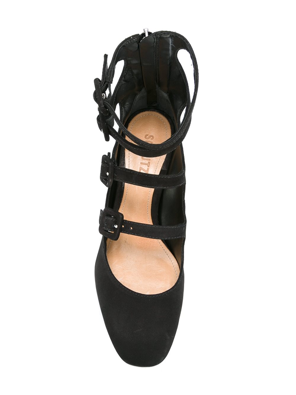 buckle strap mid-heel pumps