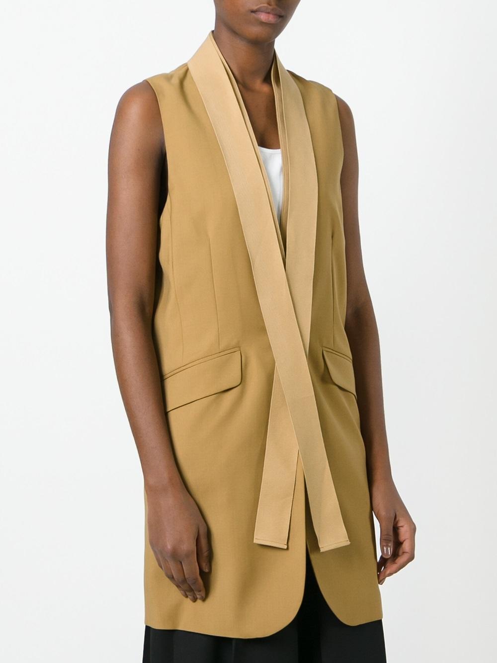 shawl lapel sleeveless jacket