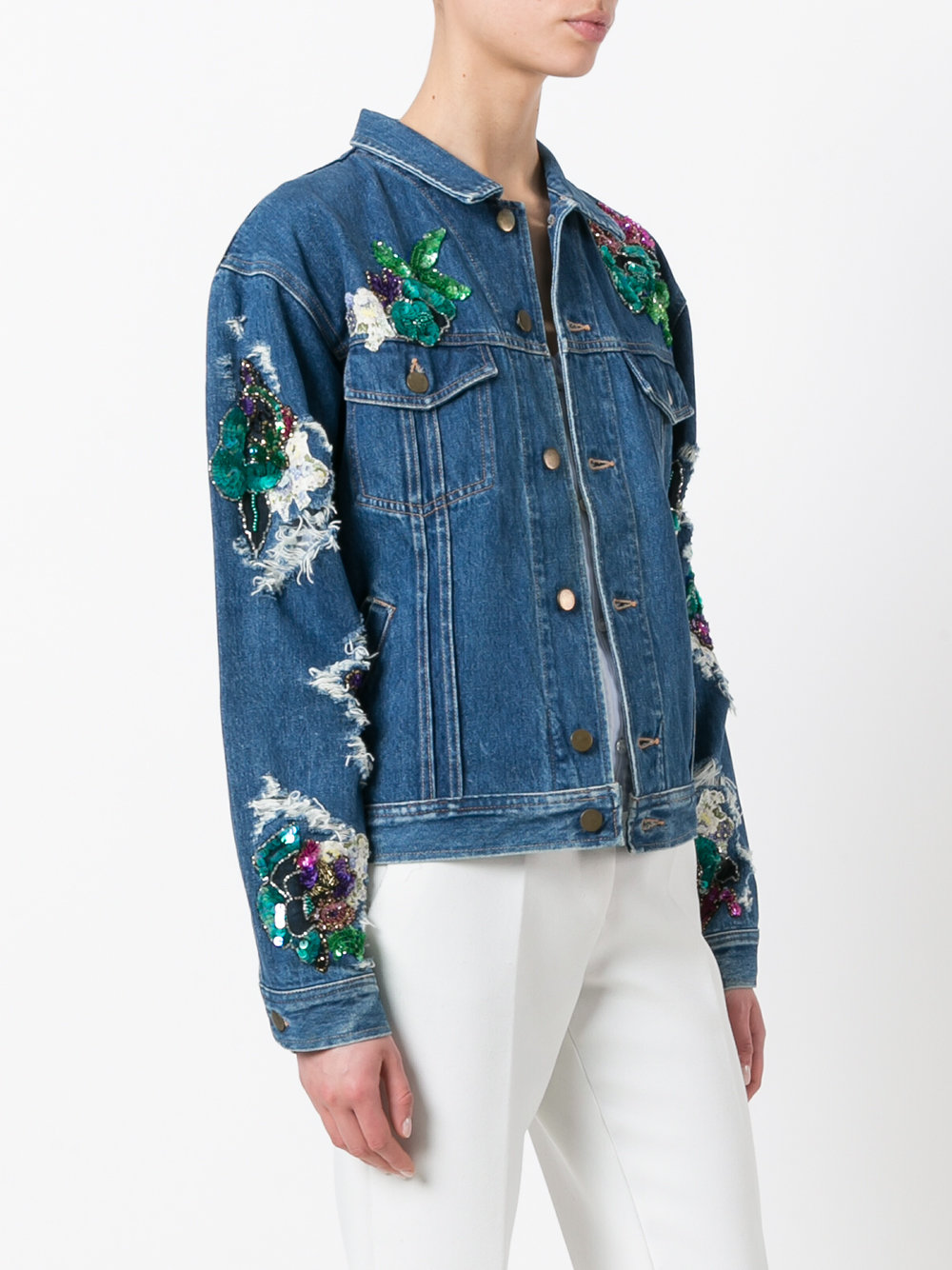 foral patches denim jacket