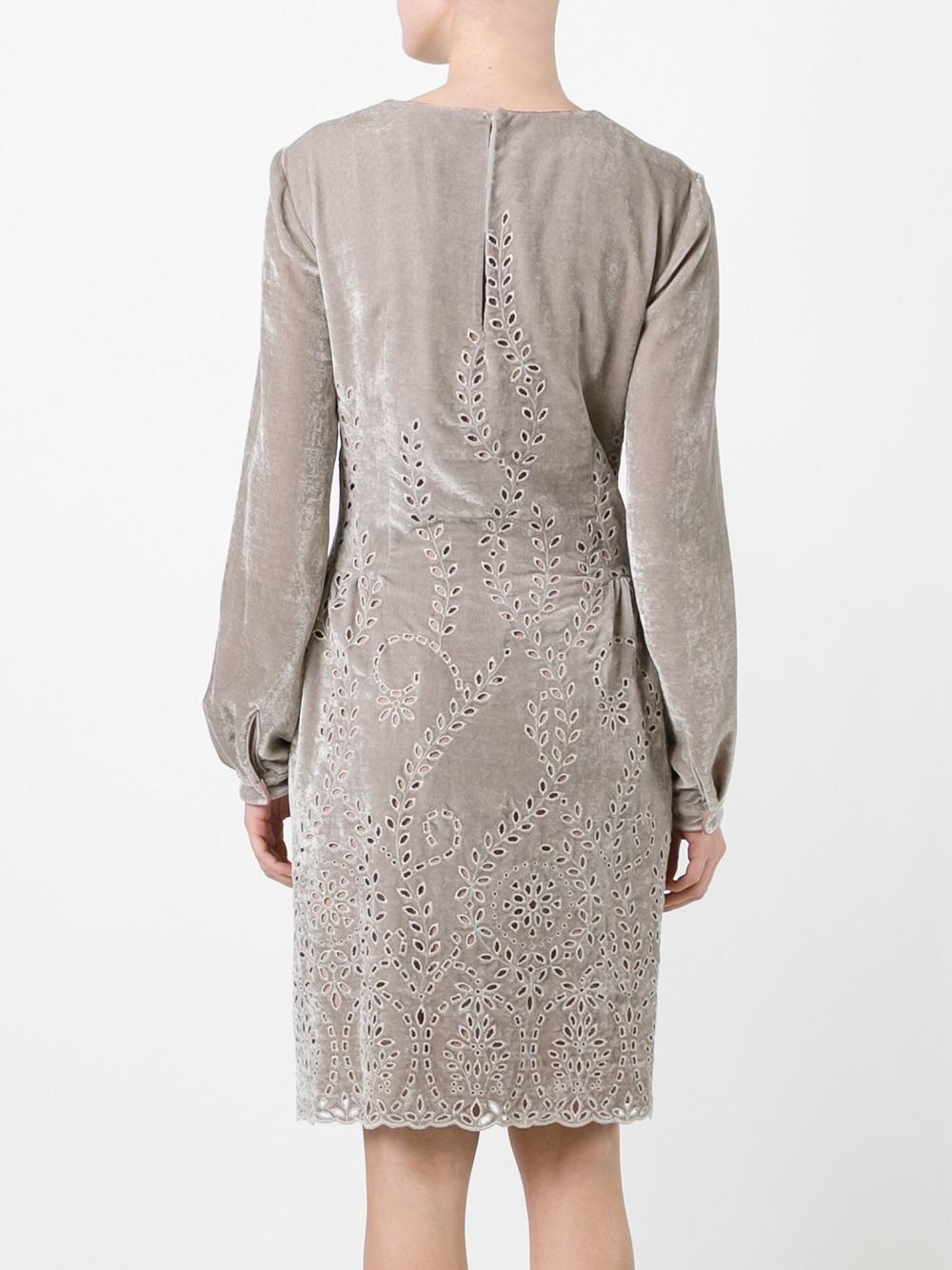 perforated detailing flared dress