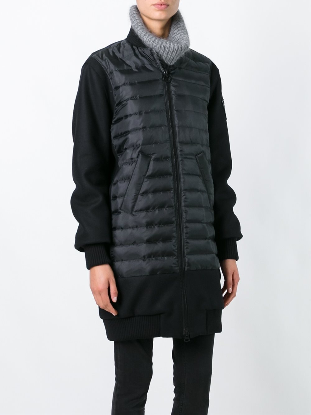 padded mid-length coat