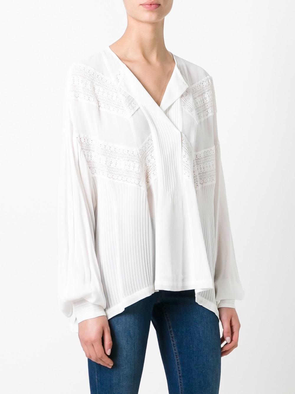 lace appliqué blouse