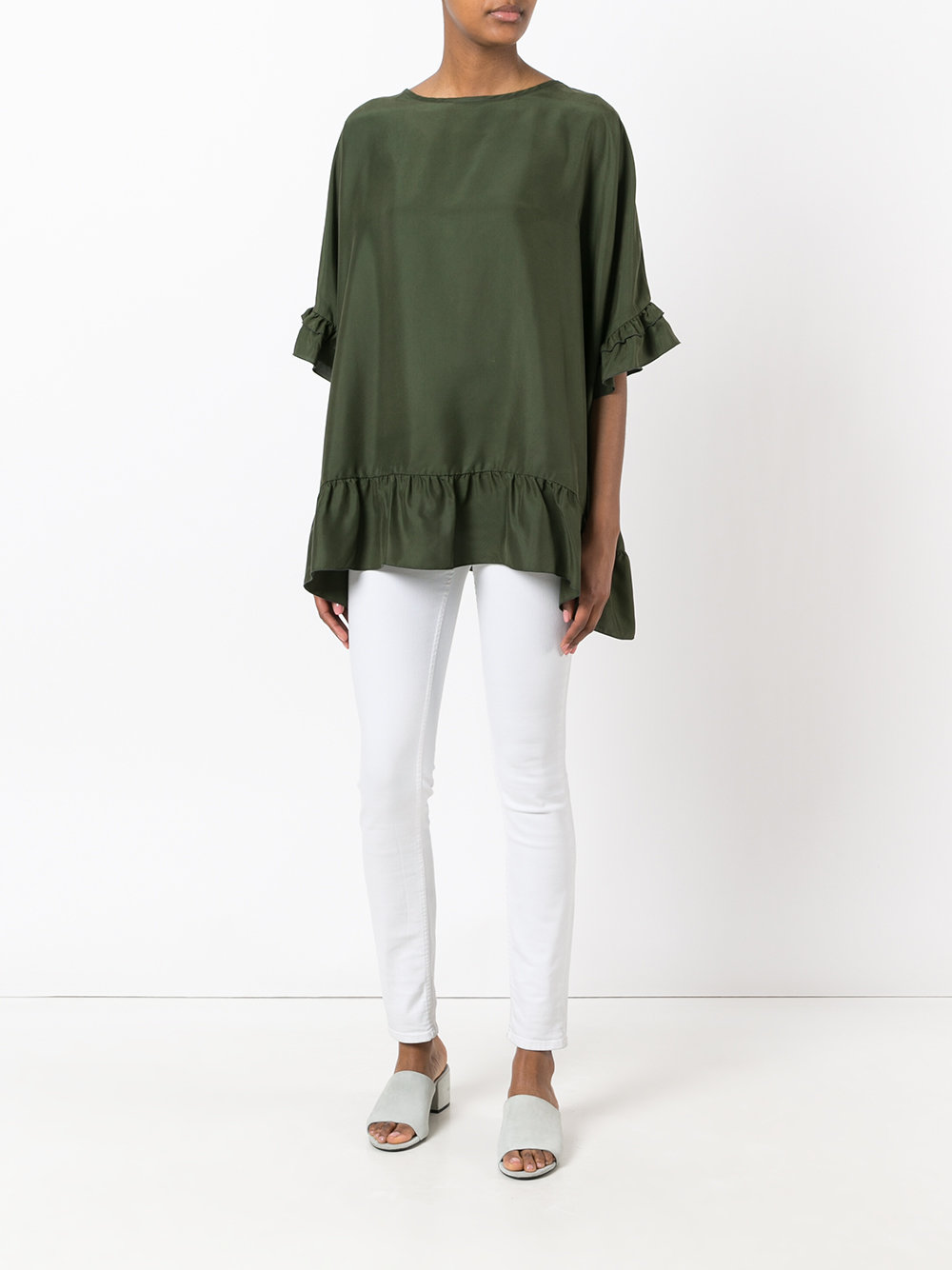 ruffled shift blouse