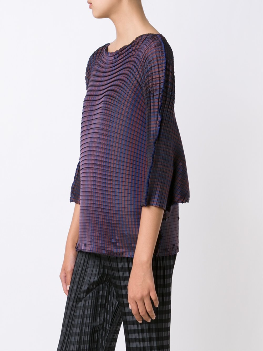 'Grid Pleats'罩衫