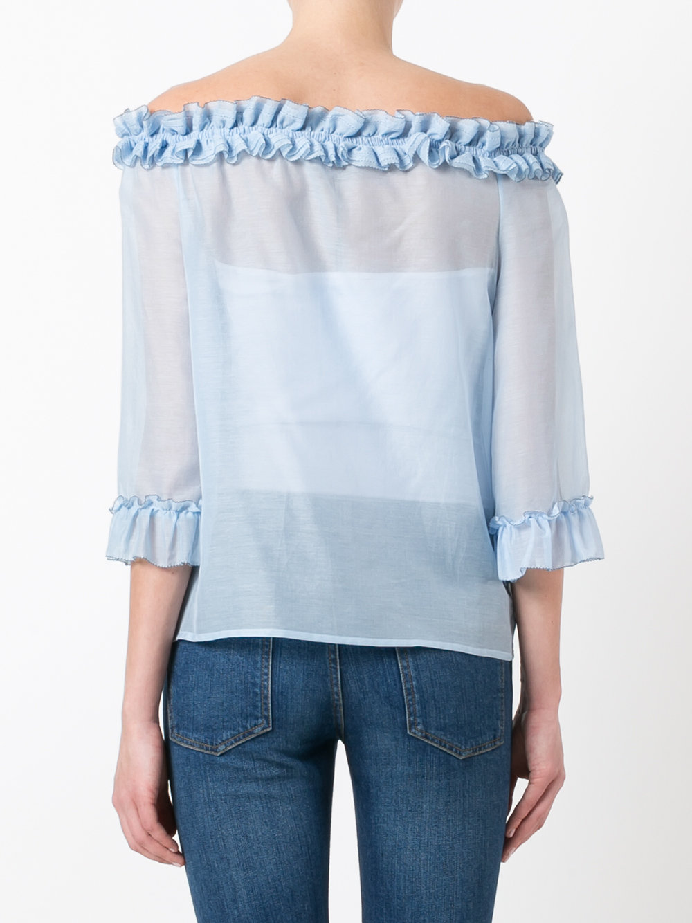 ruffled off-the-shoulder top