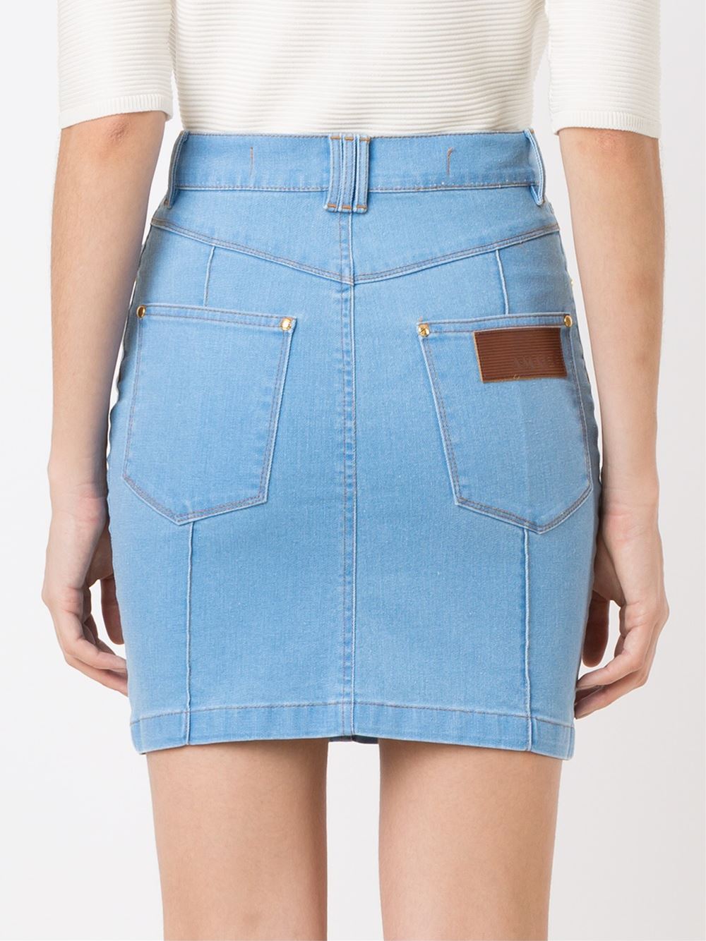 high waist fitted denim skirt