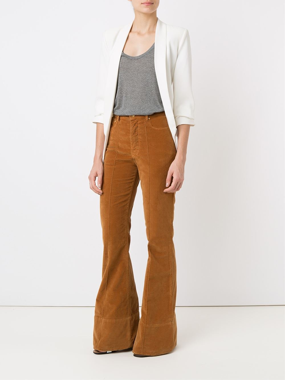 velvet flared trousers