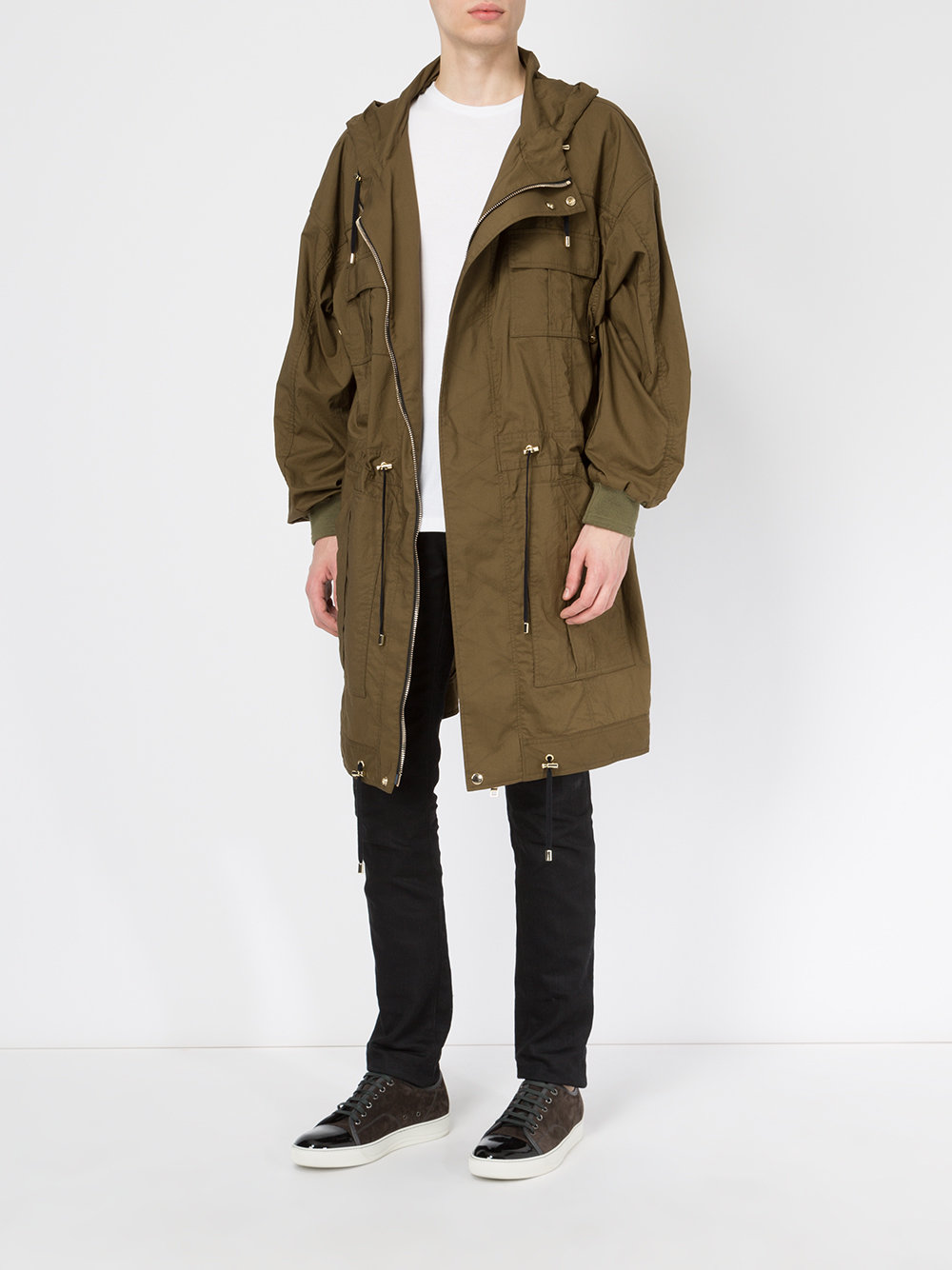 flap pocket parka coat