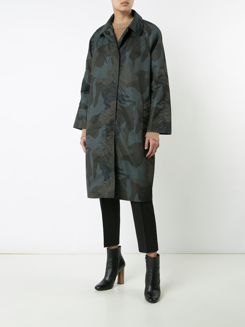 camouflage midi coat