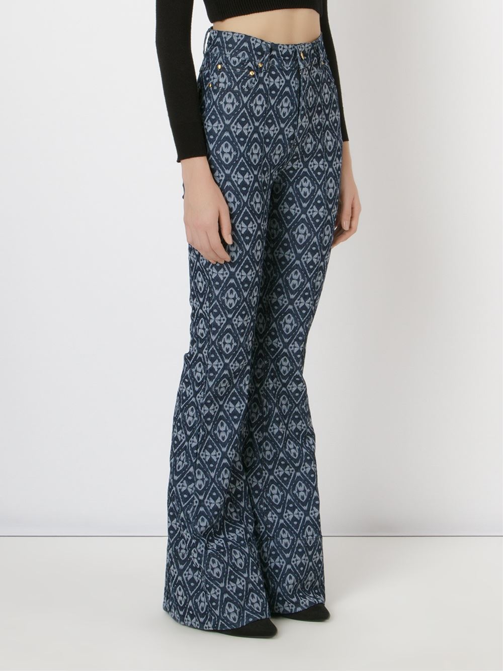 printed high waist flared jeans