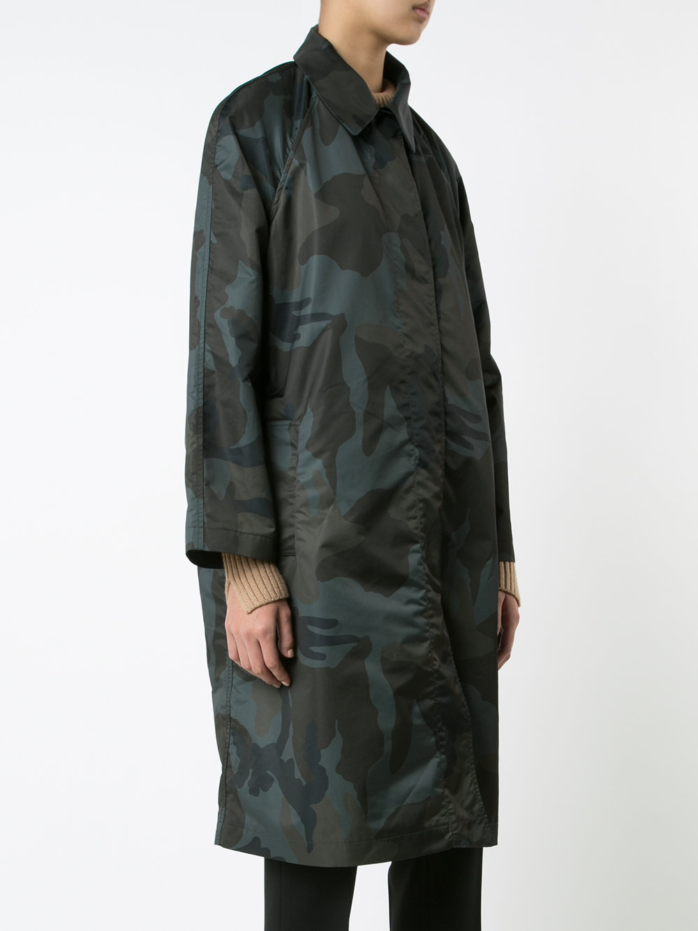 camouflage midi coat