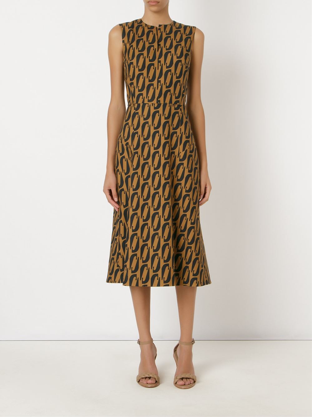 sleeveless midi flared dress