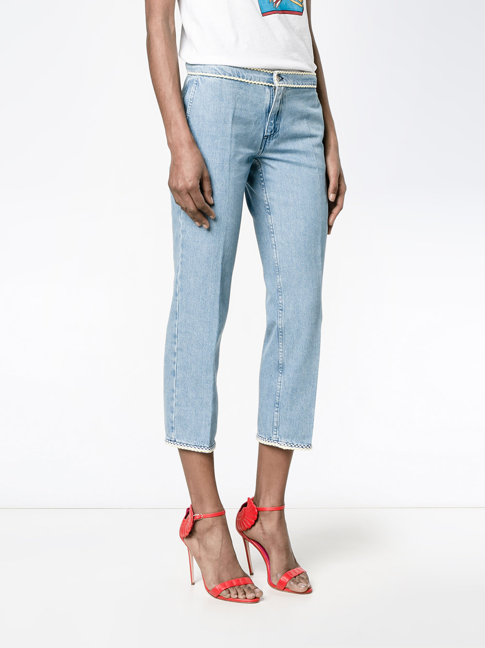 Cropped Jeans with Piping