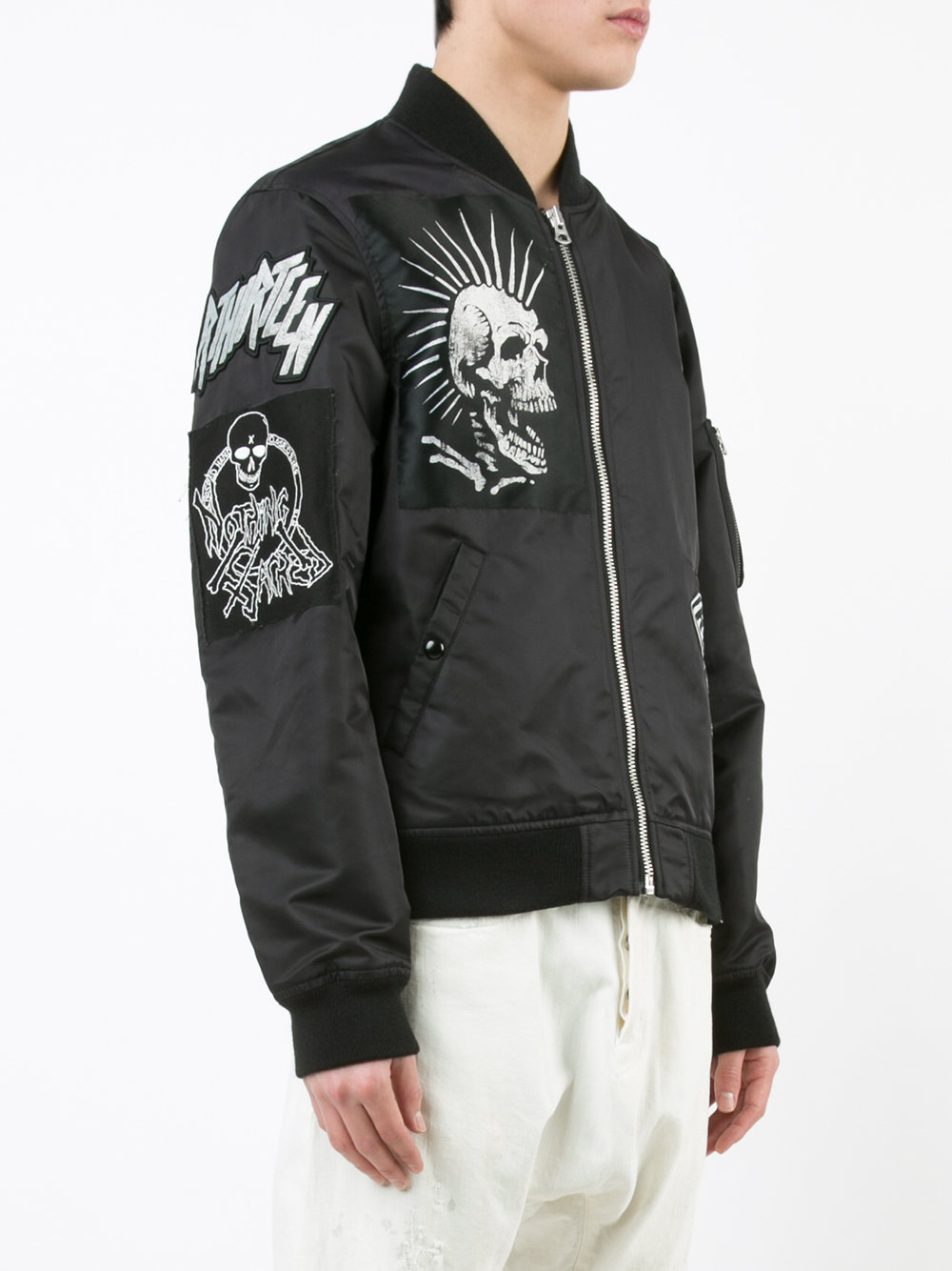 multiple patches bomber jacket