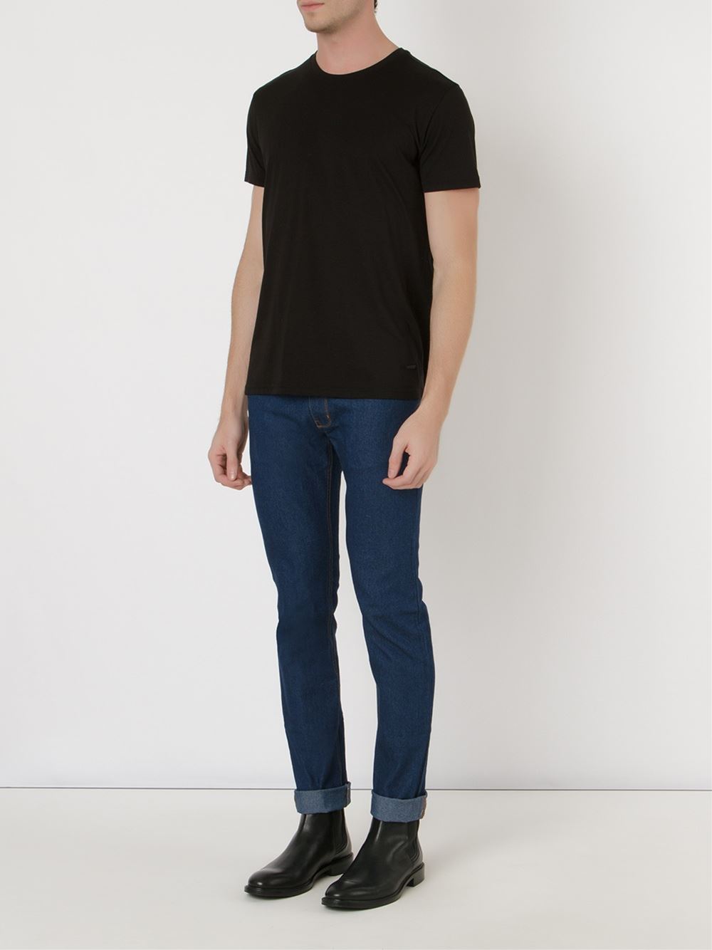 straight denim trousers
