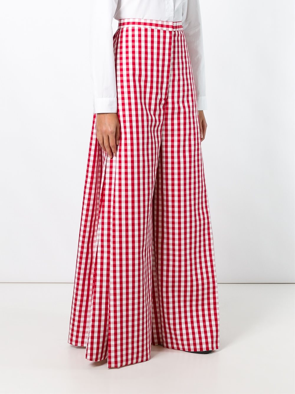 gingham wide leg trousers
