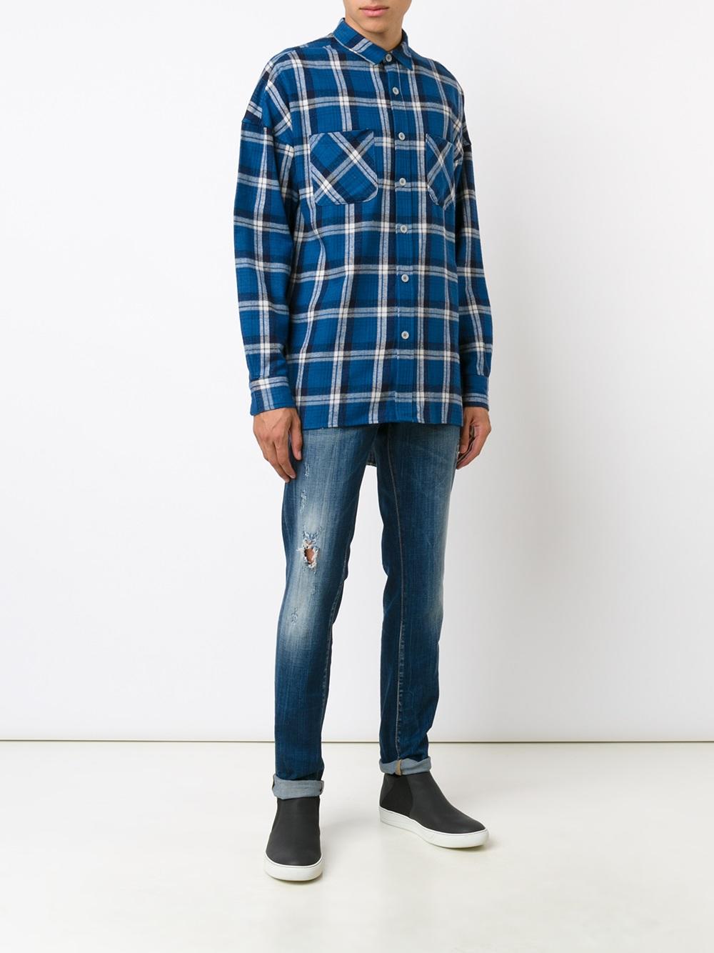 chest pockets plaid shirt