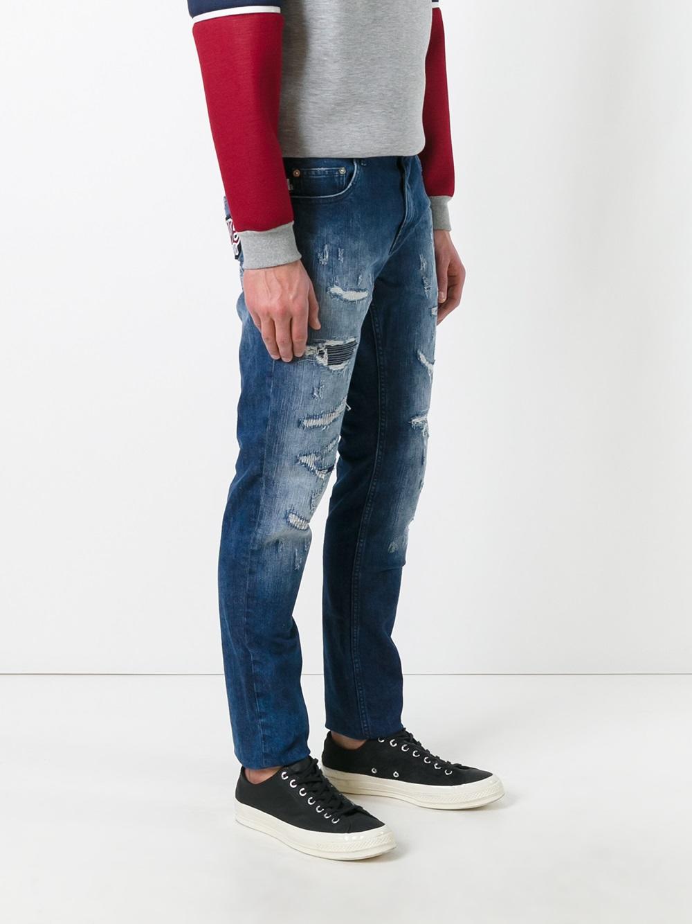 ripped slim-fit jeans