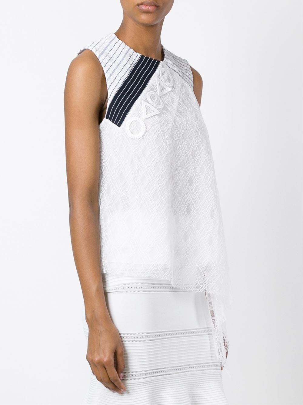 'Ozone' embroidered lace asymmetric blouse