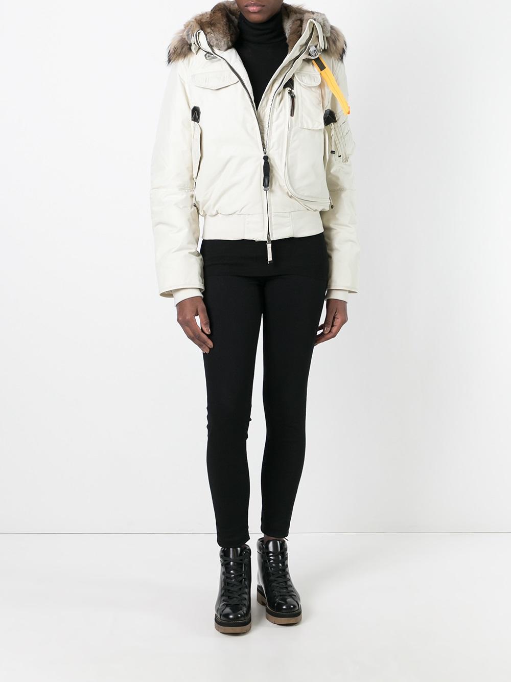fur hood cropped jacket 