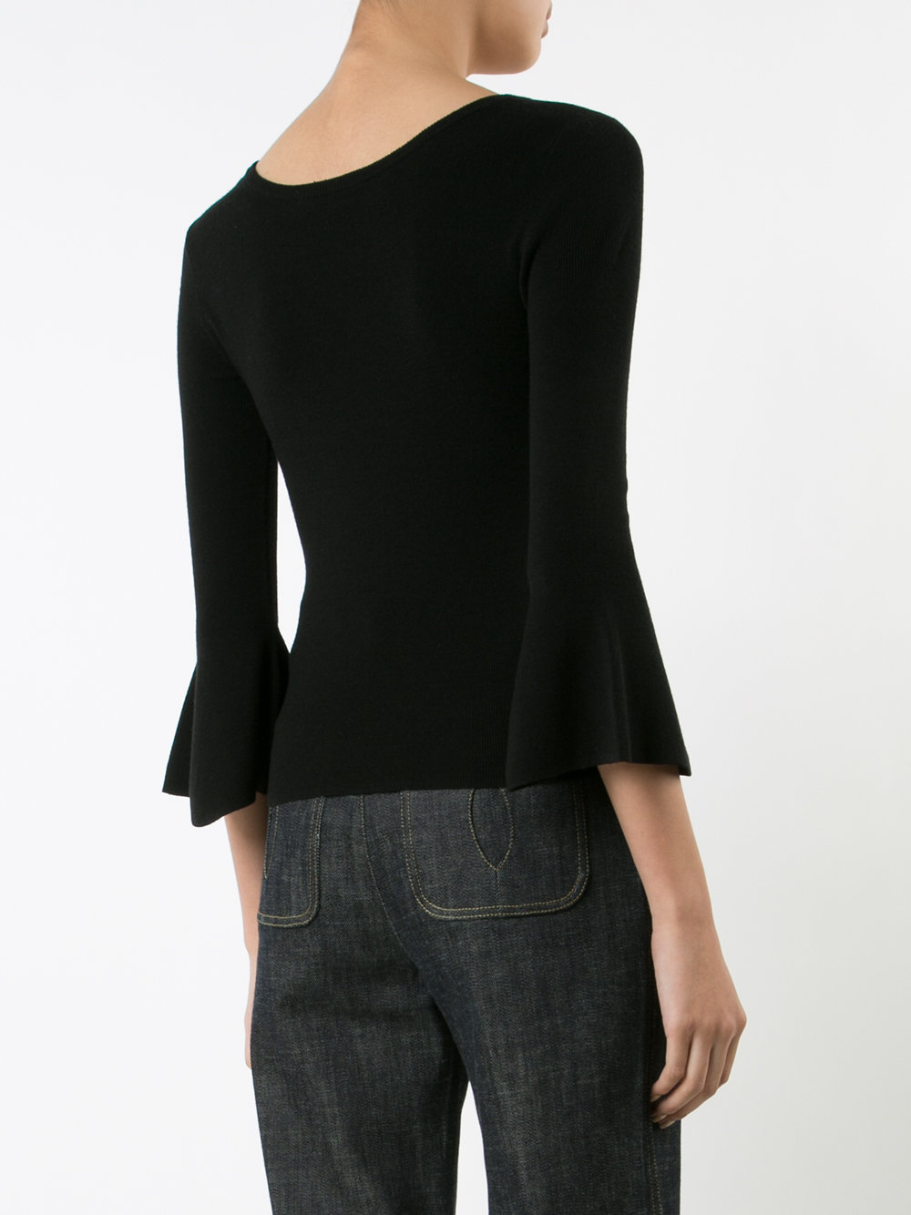 three-quarters ruffled sleeves jumper