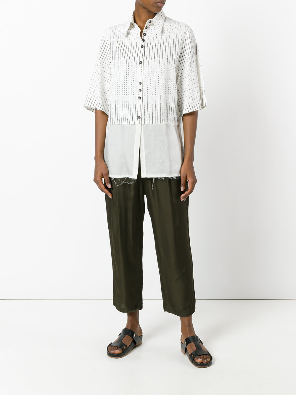 stretch waist cropped trousers