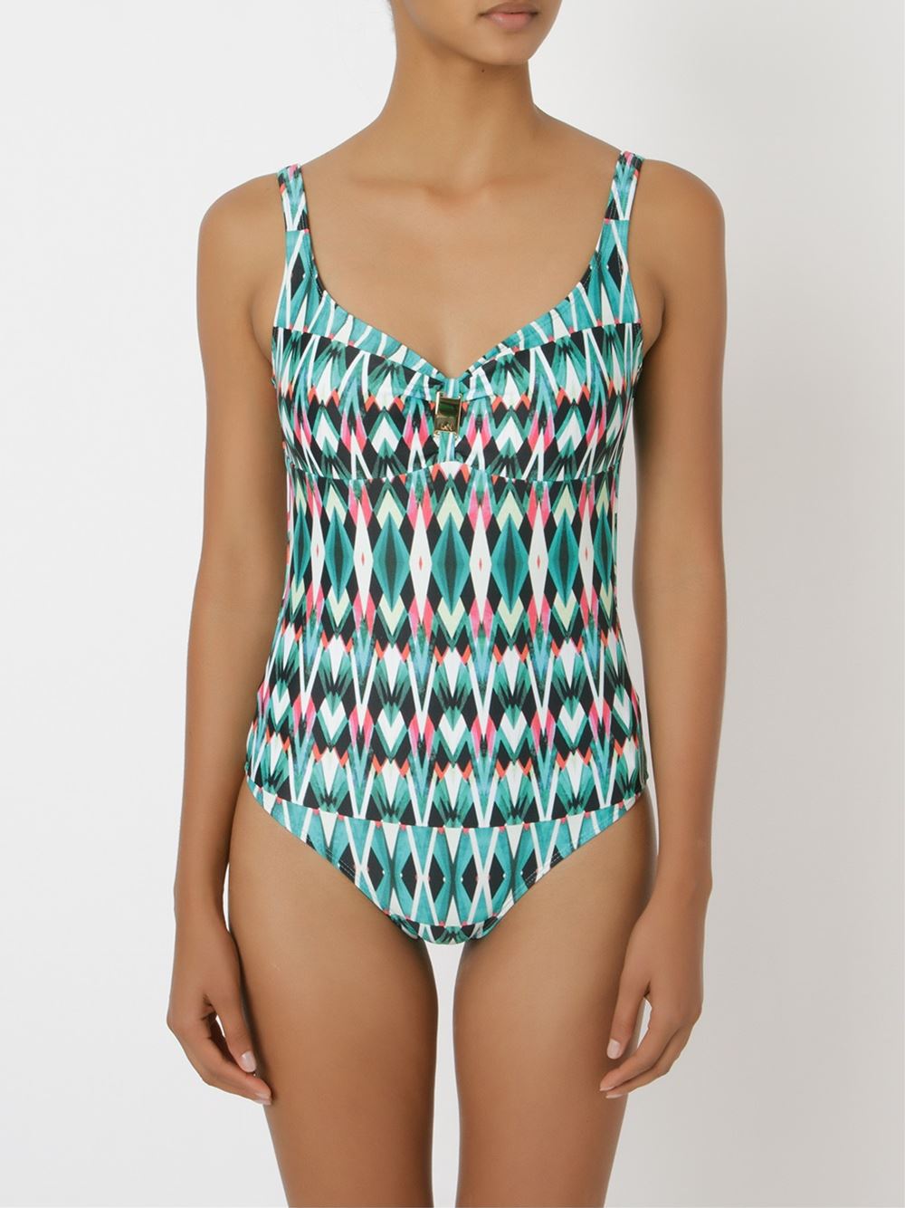 open back printed swimsuit