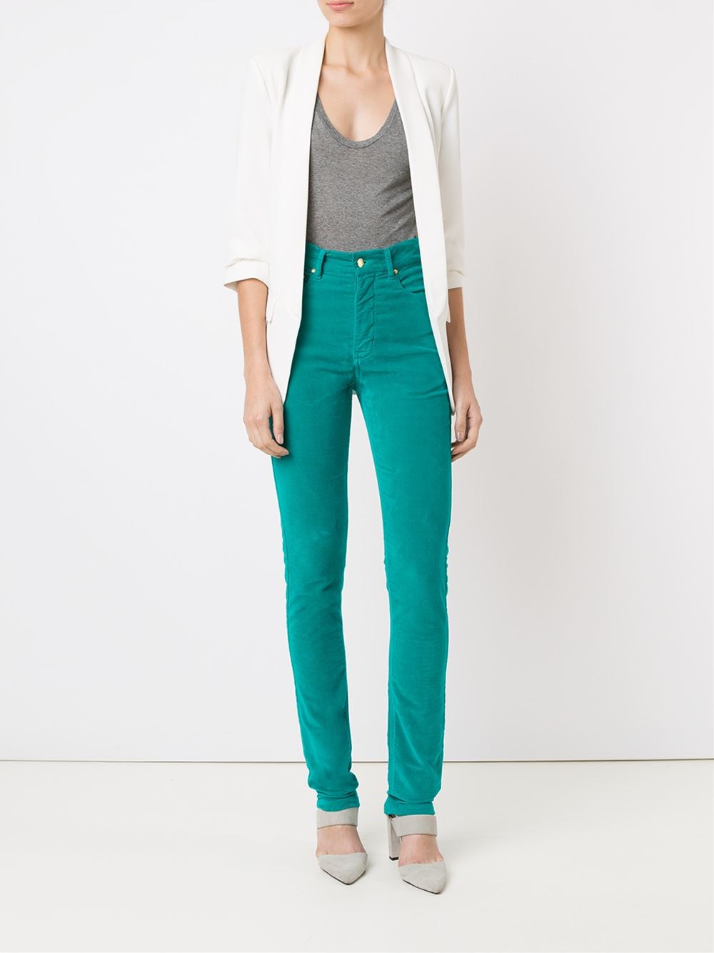 high waisted velvet skinny trousers