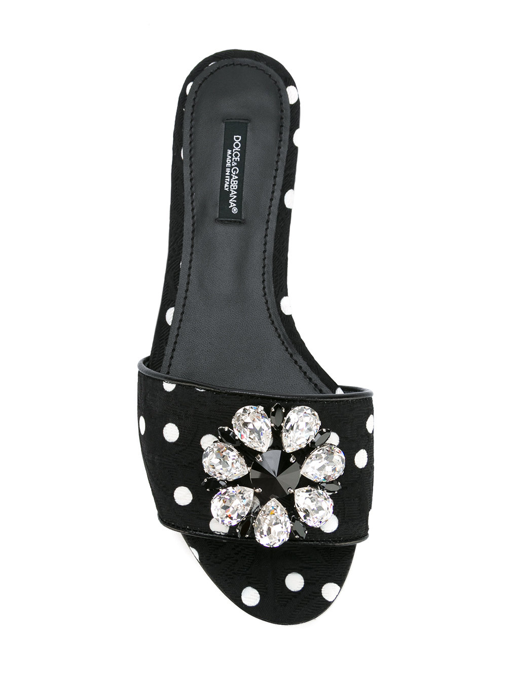 polka dot embellished flip flops