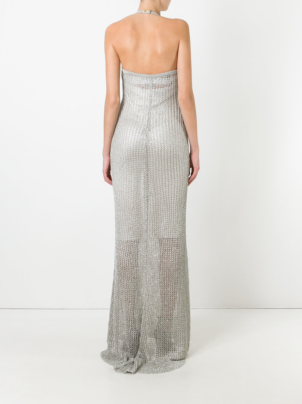 halterneck metallic thread dress