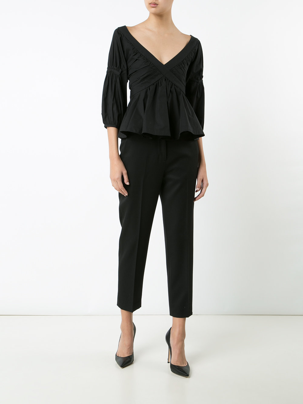 pleated trim blouse